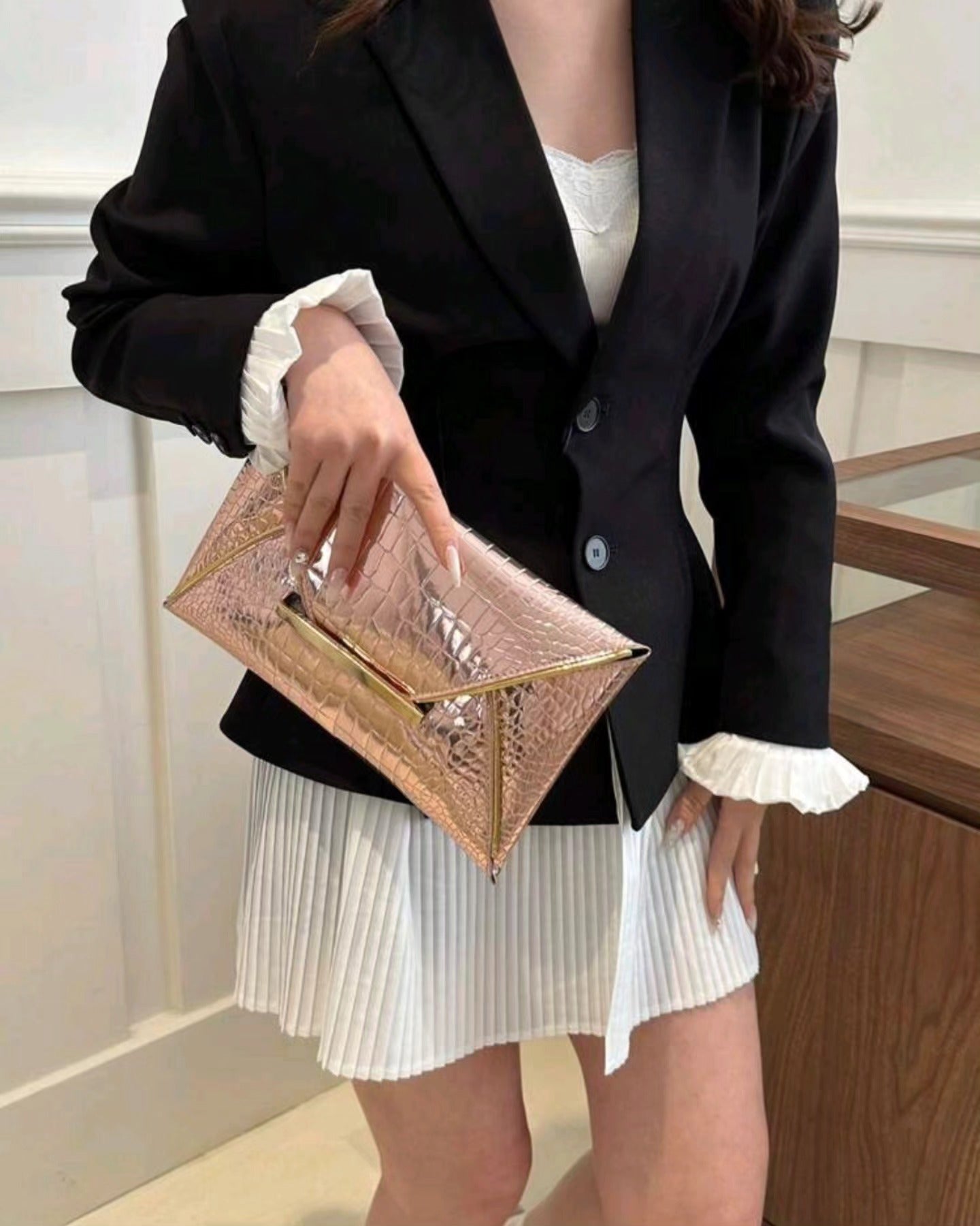 Pochette enveloppe Or rose