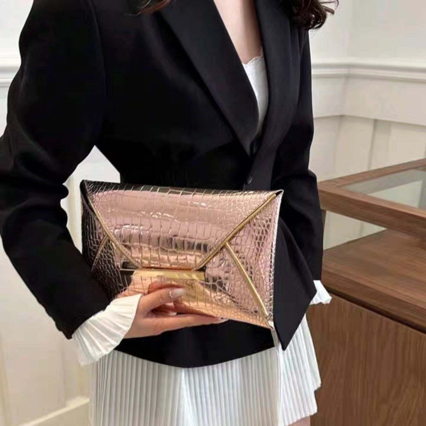 Pochette enveloppe Or rose